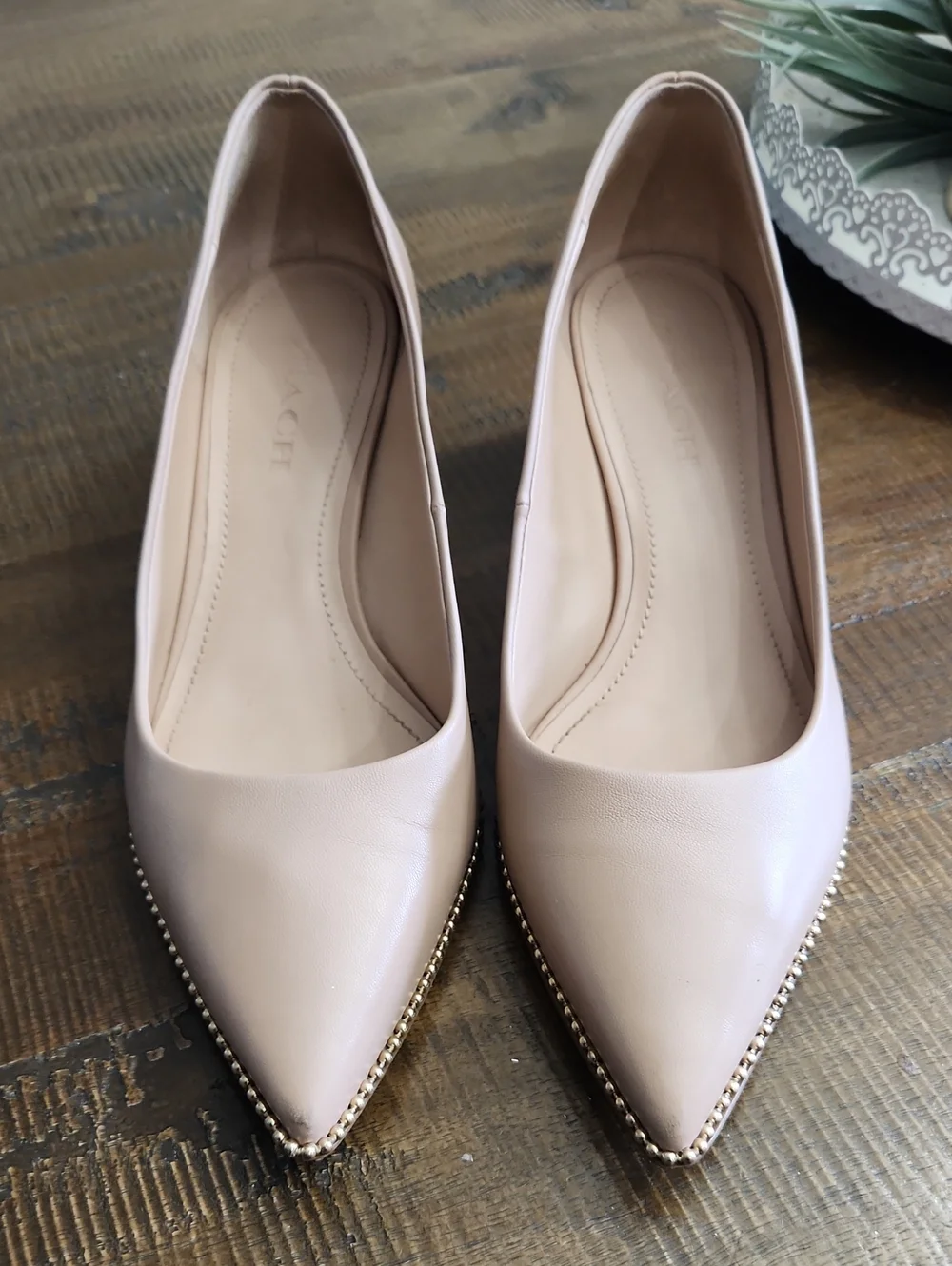 COACH Willa Pumps Pointed Toe Low Block Heel in Blush SIZE 8.5
